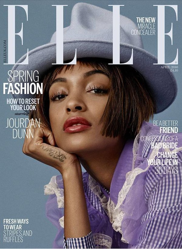 Model Beauty Jourdan Dunn Covers Elle UK April 2016