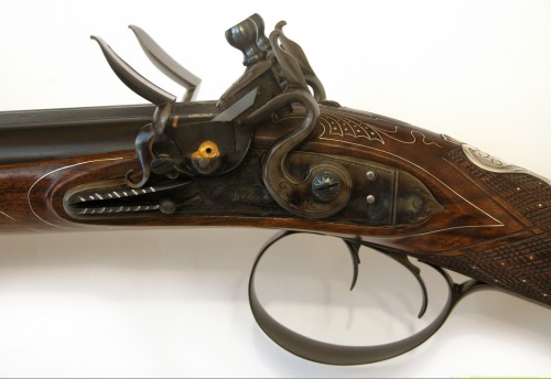 Contemporary made double barrel flintlock fowler.  Handcrafted by Allen Sandy.