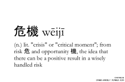 other-wordly:  pronunciation | wei-ji Chinese script | 危機with thanks to | my mom. hi mom! 