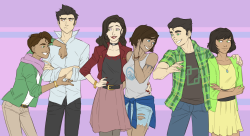 araneapeixes:  did i hear someone say more modern au?? no? well here it is anyway the squad with their dates(?) 