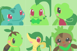 yeshissonartworks:  All starters + pikachu