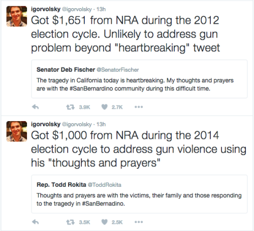 kateoplis:think-progress:Lawmakers Offer ‘Prayers’ For Mass Shooting Victims, Receive La