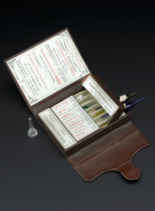 personsonable: historyarchaeologyartefacts: First aid kit consisting of seven glass ampoules includi