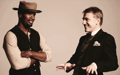 ultraheavensdoor:Jamie Foxx &amp; Christoph Waltz → GQ 2012.