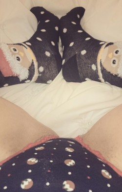hornycouple94uk:  Xmas panties and socks!  Today is a good day x