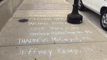 the-real-eye-to-see: An artist in Baltimore wrote names of fatal victims of the police