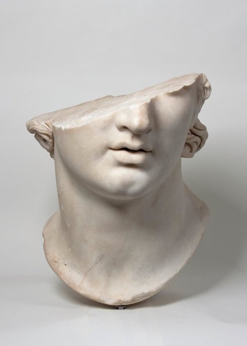 hismarmorealcalm:Fragmentary Colossal Head of a Youth Greek  Hellenistic period  2nd century B.C. Ma