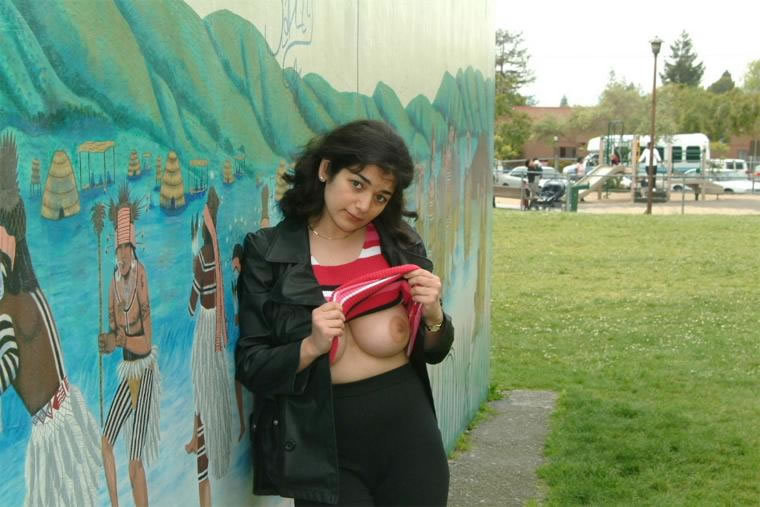 public-exhibitionists:  Shy flasher shows her big tits all over the park. See the
