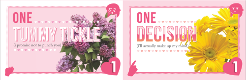 some incredibly quick love coupons I made for my SO. The screen calibration that I was working with 