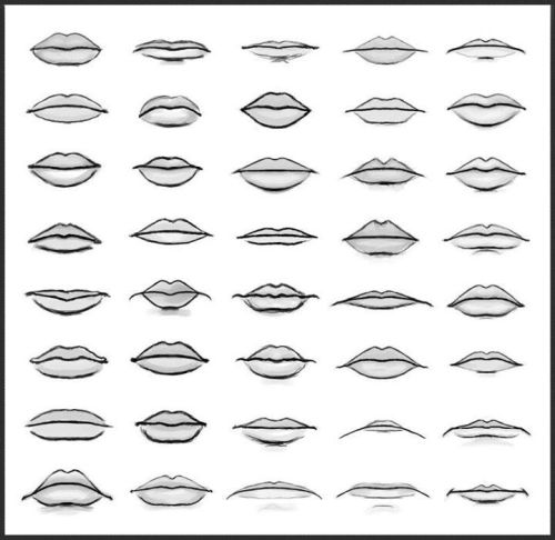 anatoref:  Drawing Lips:Top Image.Row 2,3 & 4Row 5 Left, RightRow 6Row 7
