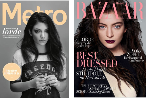 arabellesicardi:white-teeth-tom:Lorde + Magazine Covers“The stuff [clothing] that I feel comfortable