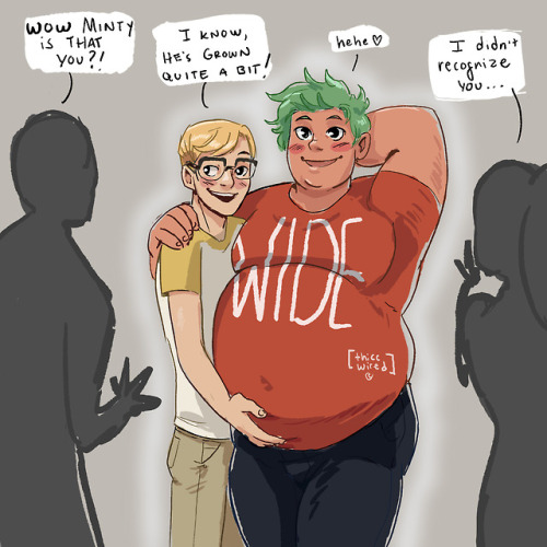 thicc-wired: MINTY RETURNS!! The first image is him in-between fit and fat, the last two take place 