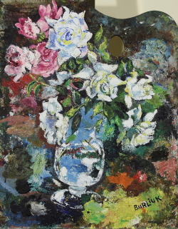 david-burliuk:  Still life with fliwers on palette via David BurliukMedium: oil on panel