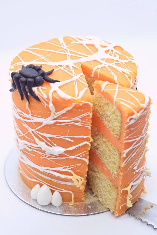 sweetoothgirl:  Spiderweb Orange and Vanilla Mini Cake