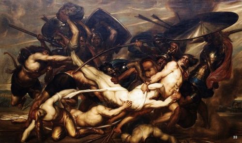 sakrogoat:Antoine Joseph Wiertz - The Greeks and Trojans Fighting Over the Body of Patroclus