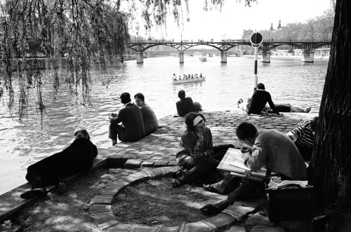 blackpicture:Alfred EisenstaedtPeople enjoying an afternoon on the banks of the Seine River. Paris. 