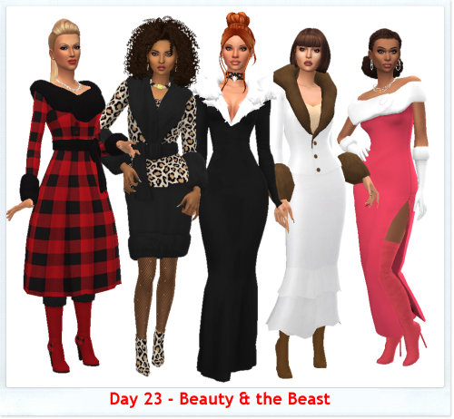 A mix of beautiful faux fur outfits&hellip;EP06 Long Off Shoulder DressDownload Override (8 swat