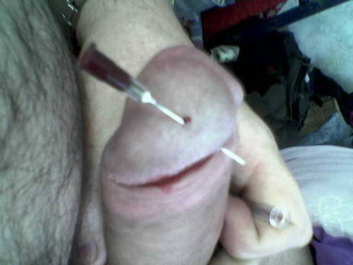 ballsforbreaking:  A couple of needle play pics…. yes, these do hurt…  