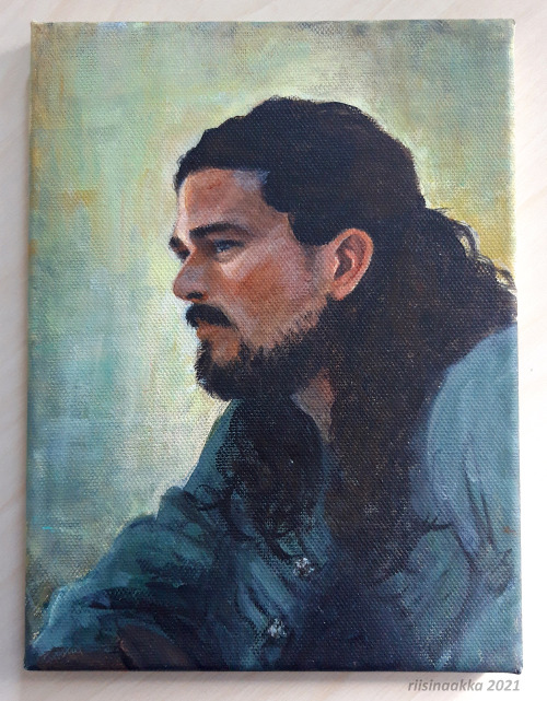 Random portrait of John Silver, acrylics 18x24 cmRecently I bought some acrylic paints and canvases 