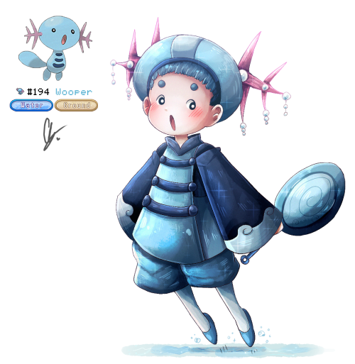 eindraa:  Pokemon Humanization Project194. Wooper195. Quagsire