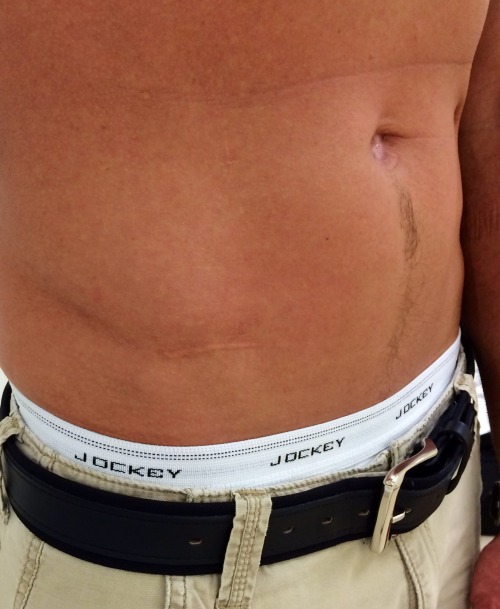 hot jockey boxerbriefs waistband sighting on this fit dude (with trimmed treasure trail)