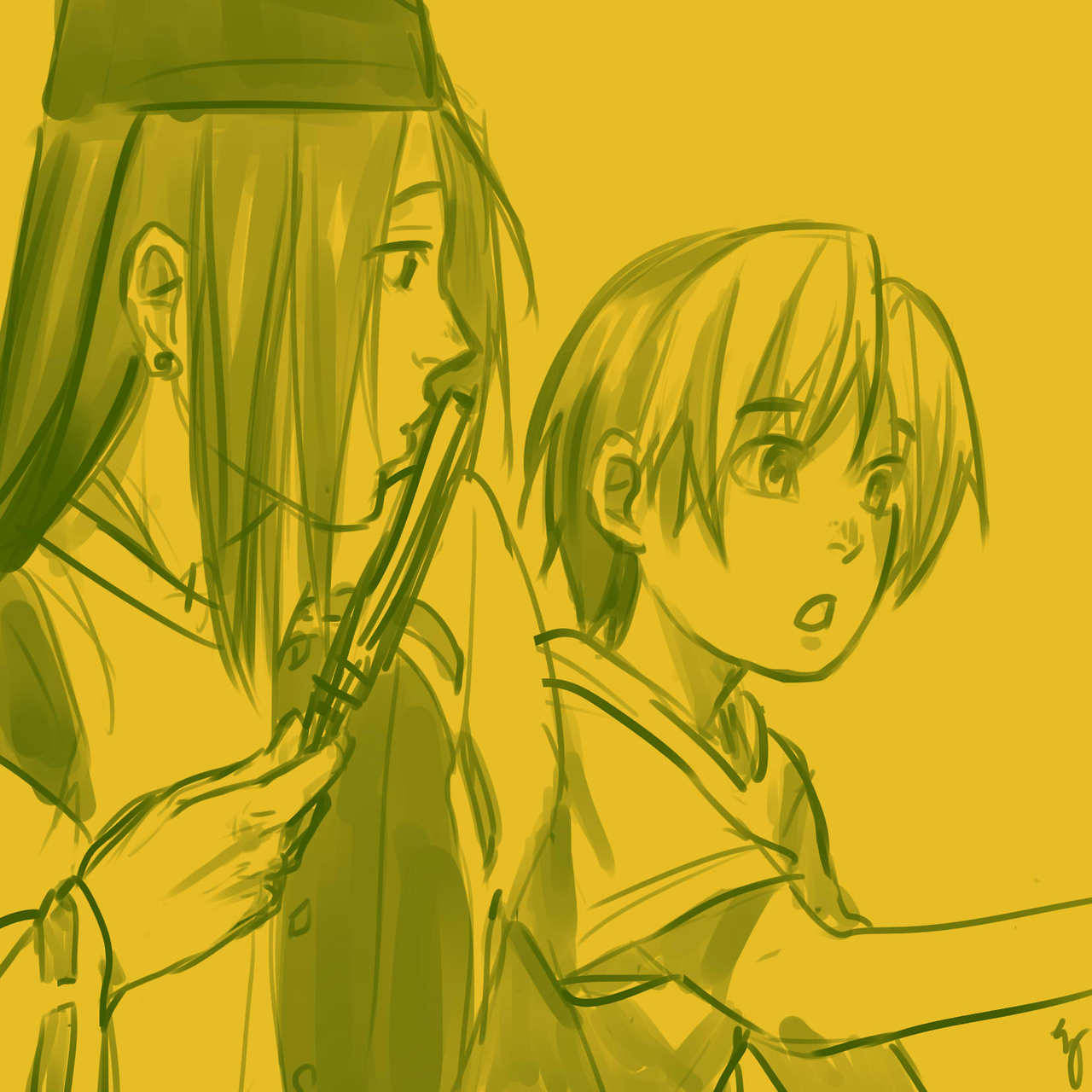 shindou hikaru, fujiwara no sai, and touya akira (hikaru no go) drawn by  karasuba_(karasba)