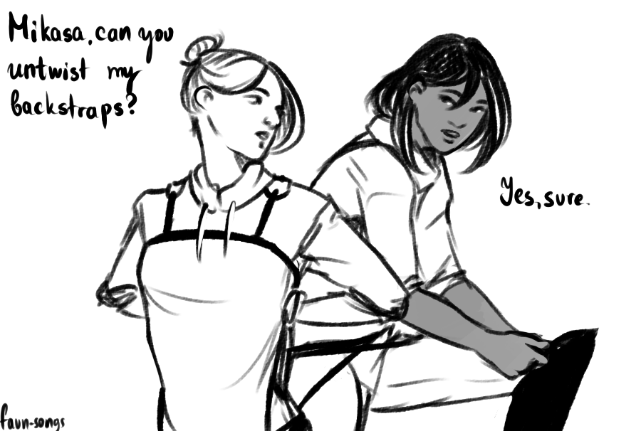 faun-songs:  I want predatory MikaAnnie. I want Mikasa to be Jaeger, to hunt Leonhardt