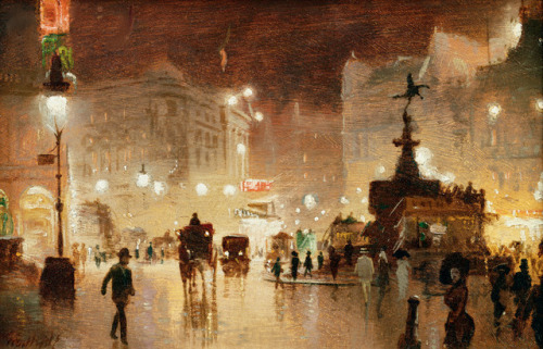 afternoonsnoozebutton: lyhytaikainen: Different views of Picadilly Circus by George Hyde-Pownall I r