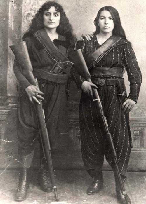 Portrait of two Armenian fighters during the Hamidian Massacres, 1895. 