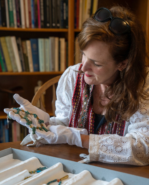 glencairnmuseum:Behind the scenes at Glencairn today: Dr. Jennifer Houser Wegner examines amulets on