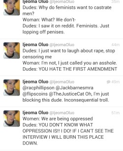 thedrummingunicorn:  herhonestlife:  What it’s like to talk about feminism on the internet   This equally hilarious and painfully true.