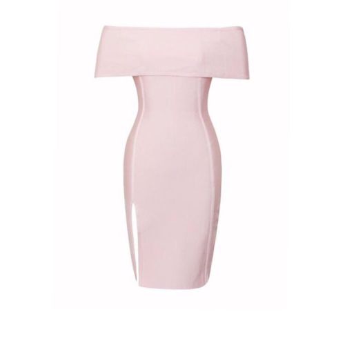  Simple, classy, elegant! Our Sarah Pink Bandage dress with sexy off-shoulder #overlay Perfect color