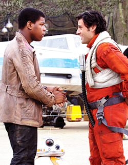 kylorey:  “Finn is a trained warrior desperate to escape his past and Poe is an ace pilot and a leader in the Resistance’s fight against the First Order,” 