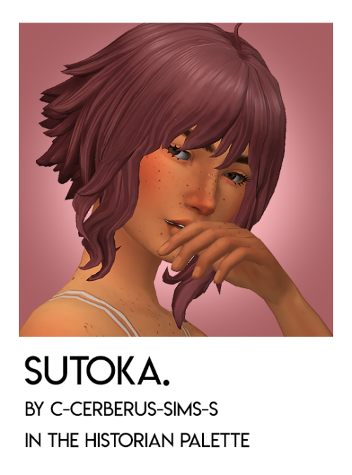 sutoka by @c-cerberus-sims-sinfo:56 add-on swatches in serindipitysims’ historian palette &