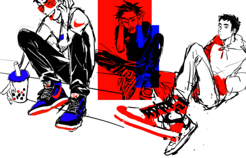really old doodles of ryuu i drew back when i was obsessed with 1′s and the triple white sf af1′si e