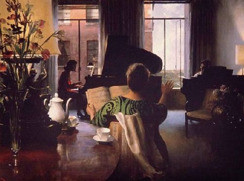 The Lesson  -  John Koch  1970American 1909-1978Oil on canvas