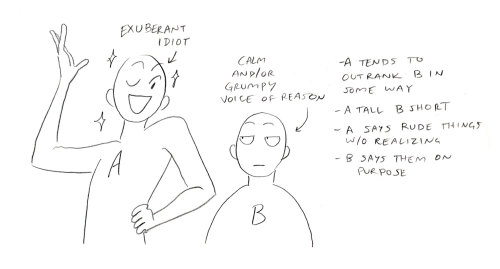 I drew a favorite ship dynamic of mine and some examples! Sucker for the vain moron + long-suffering