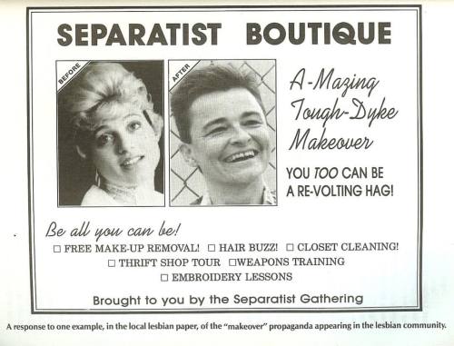 SEPARATIST BOUTIQUE. Amazing Tough Dyke Makeover〰You Too Can Be A Revolting Hag!💋Lesbian Ethics,
