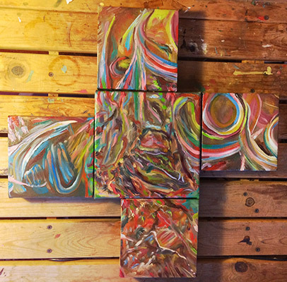 Here’s progress shots of the 2nd group of 21 paintings I am working on.This set can be shown a