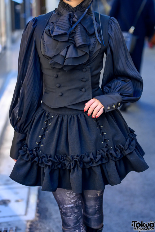 tokyo-fashion: Japanese gothic lolita Sana Seine on the street in Harajuku wearing an MR Corset blou