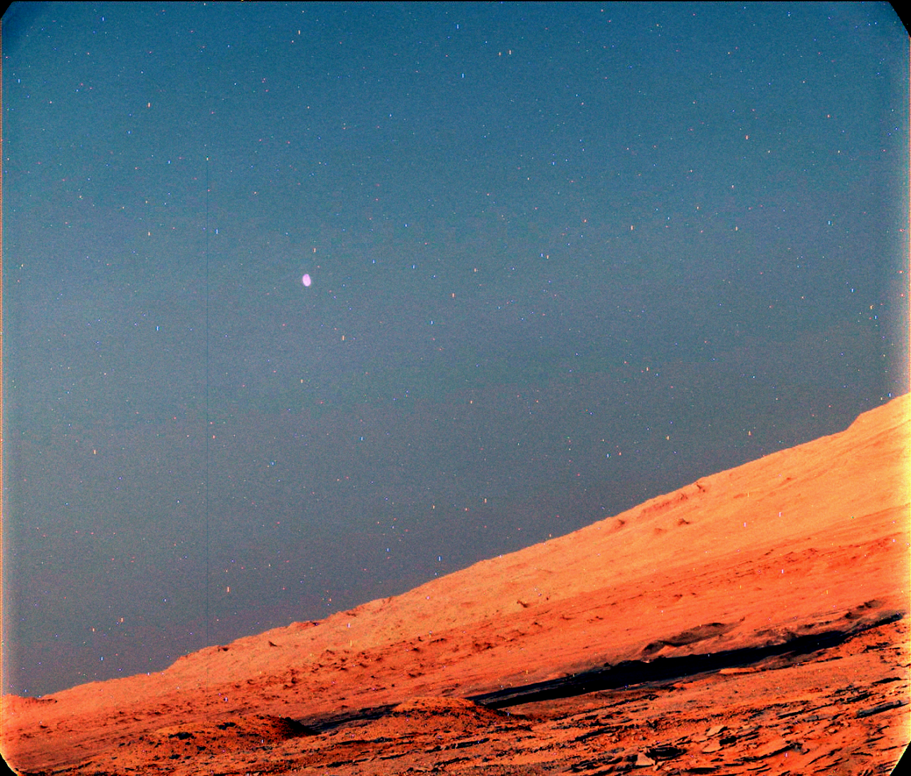 space-pics:Mars Moon Phobos Seen At Martian Twilight - Tumblr Pics