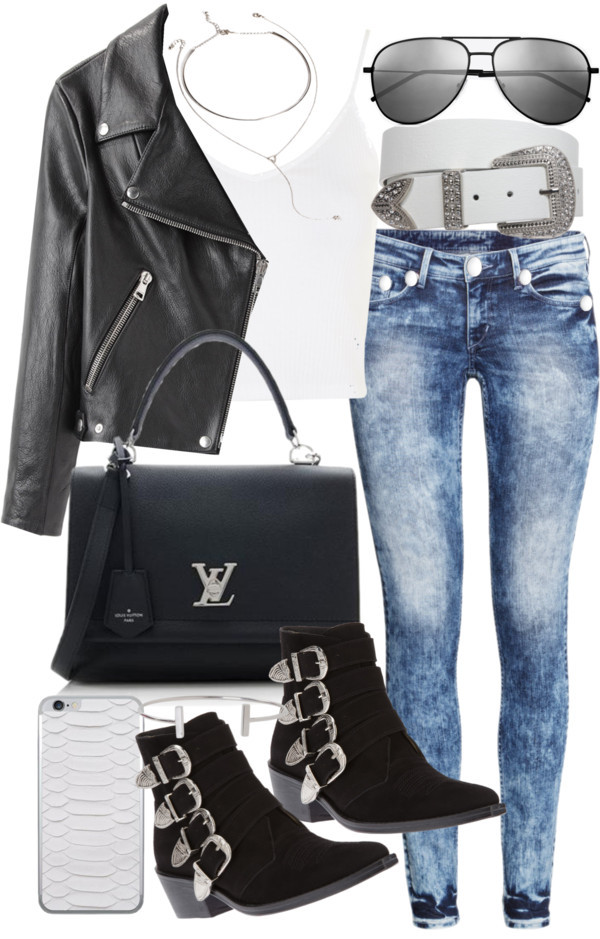 Untitled #18593 by florencia95 featuring louis vuitton bags
Topshop white shirt, 14 AUD / Acne Studios moto jacket, 1 560 AUD / H&M skinny jeans, 32 AUD / Toga black booties, 530 AUD / Louis vuitton bag, 475 AUD / Forever 21 pendants necklace, 8.01...