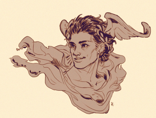 yoursarcastichorse: Brain and hand refuse to coordinate today so have a Hermes doodle. He’s lo