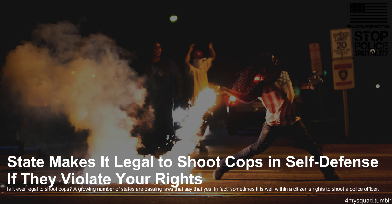 4mysquad:  State Passes Law To Legalize Shooting Police   Is it ever legal to shoot