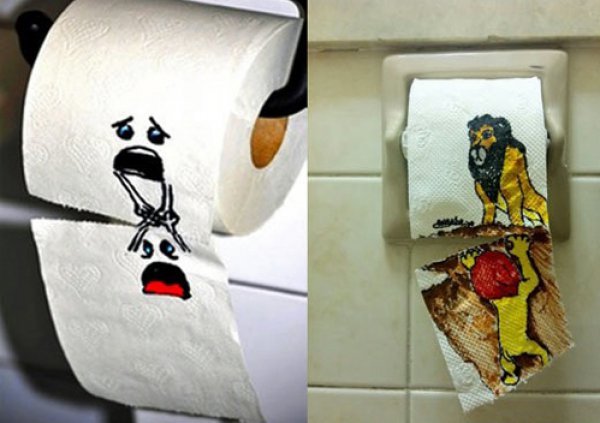 collegehumor:  Toilet Paper Illustrations Going to the bathroom has never been so