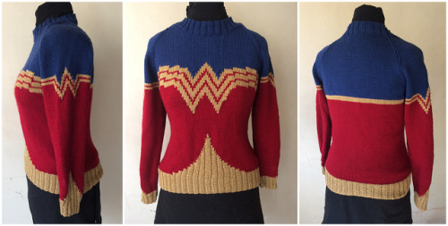 knithacker:If you knit one sweater this winter … make it this fabulous Wonder Woman one, designed by