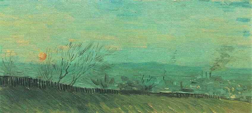 Fabbriche viste dalla collina al chiaro di luna, Vincent Van Gogh, 1887