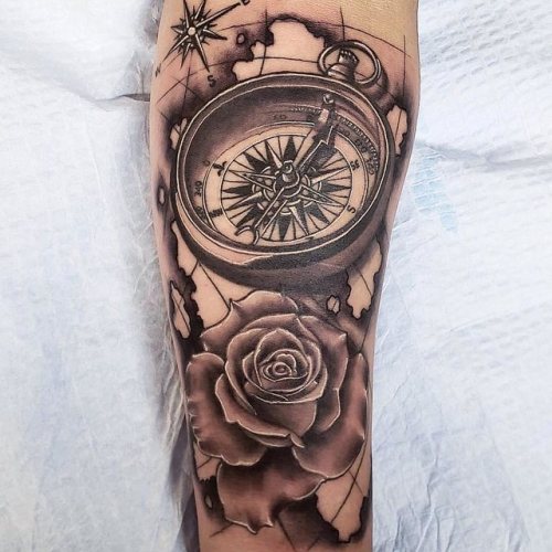 90 Artistic and EyeCatching Compass Tattoo Designs