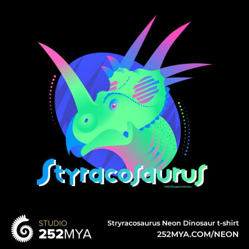 Get Dilophosaurus, Lambeosaurus and Styracosaurus on this cool retro neon style t-shirts. Multiple s