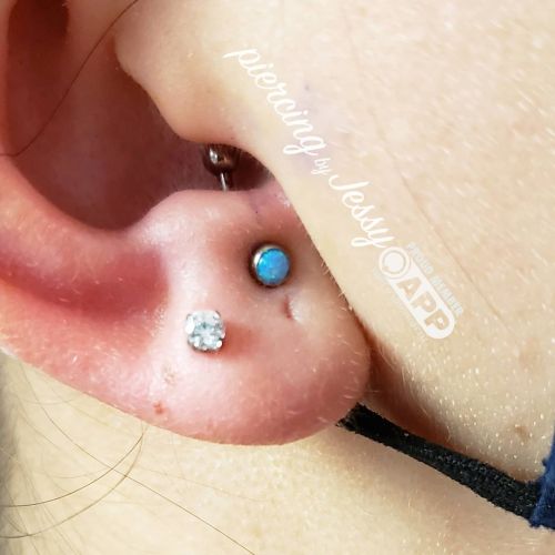 Snuck this cute little Anti-Tragus piercing in this weeeeee lil spot Jewelry by Anatometal  #ilovemy